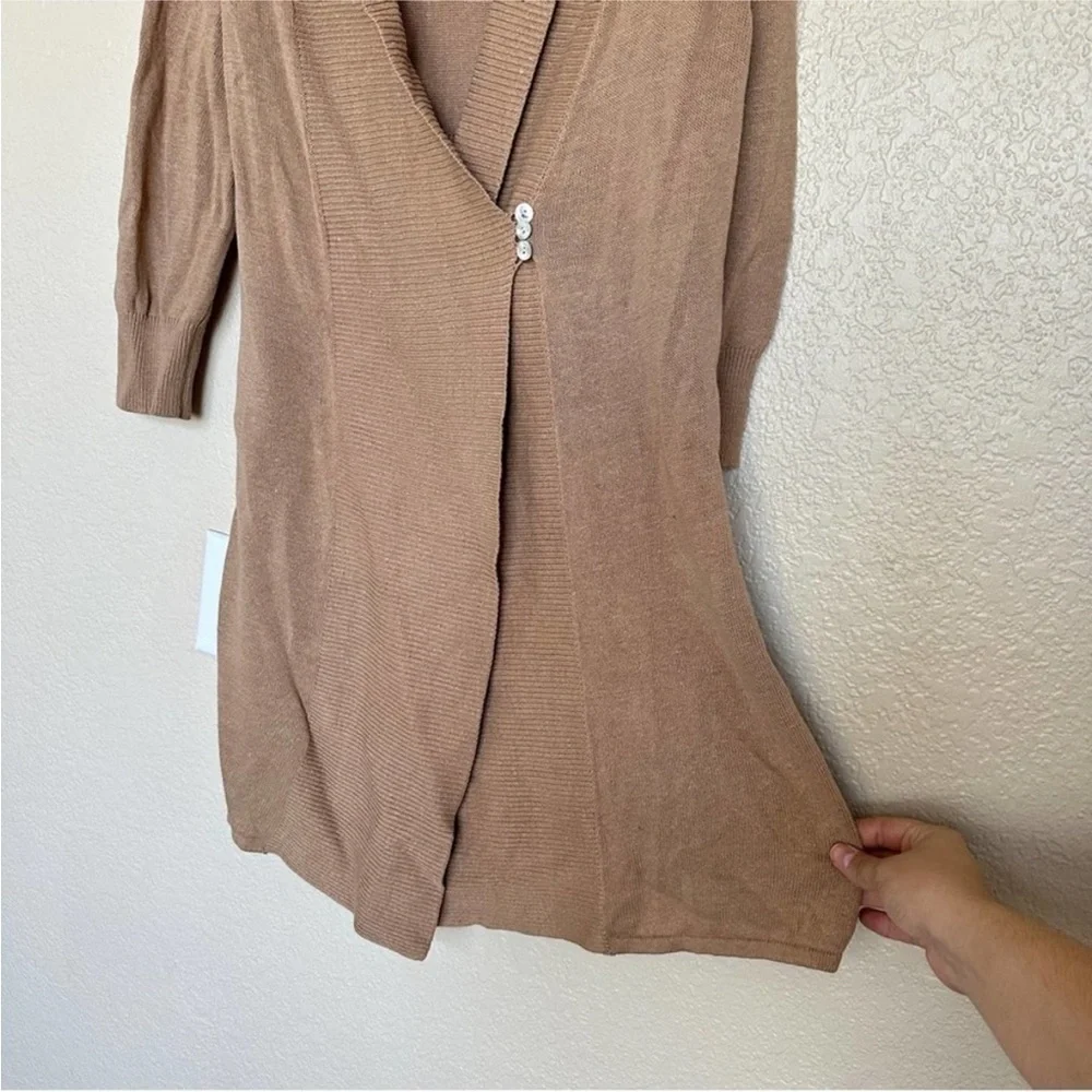 Soft Surroundings Linen Wrap Cardigan Duster Tan Brown Lagenlook Large
